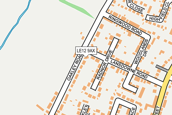 LE12 9AX map - OS OpenMap – Local (Ordnance Survey)