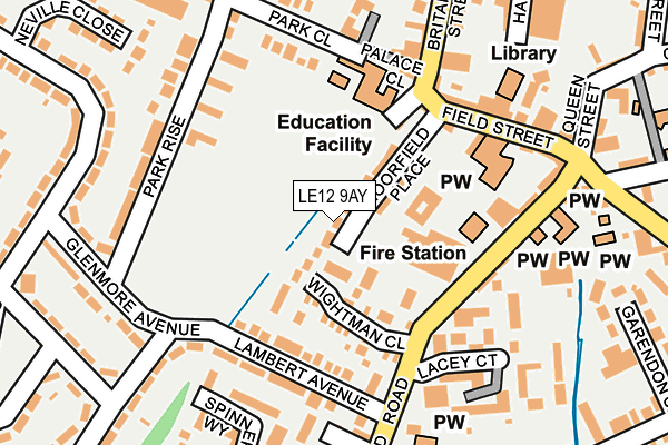 LE12 9AY map - OS OpenMap – Local (Ordnance Survey)