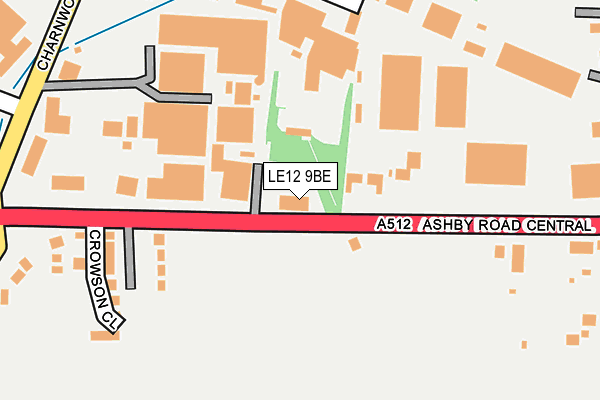 LE12 9BE map - OS OpenMap – Local (Ordnance Survey)