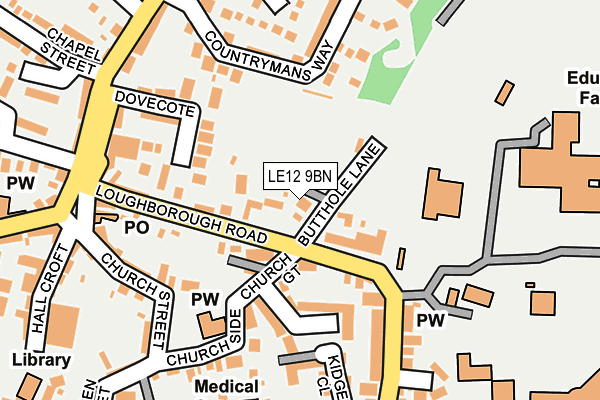 LE12 9BN map - OS OpenMap – Local (Ordnance Survey)