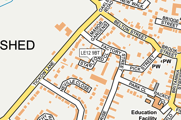 LE12 9BT map - OS OpenMap – Local (Ordnance Survey)