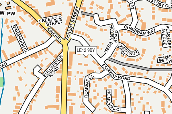 LE12 9BY map - OS OpenMap – Local (Ordnance Survey)