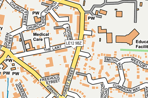 LE12 9BZ map - OS OpenMap – Local (Ordnance Survey)