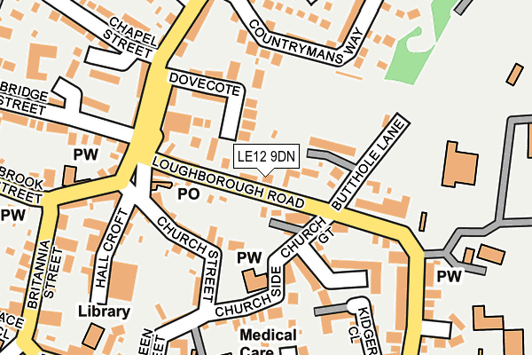 LE12 9DN map - OS OpenMap – Local (Ordnance Survey)