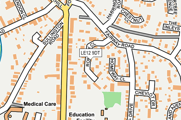 LE12 9DT map - OS OpenMap – Local (Ordnance Survey)