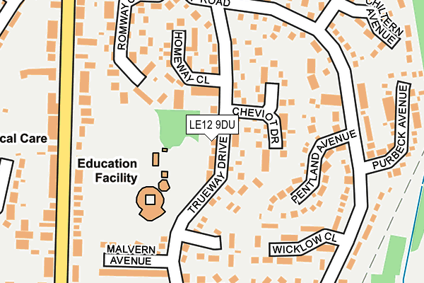 LE12 9DU map - OS OpenMap – Local (Ordnance Survey)
