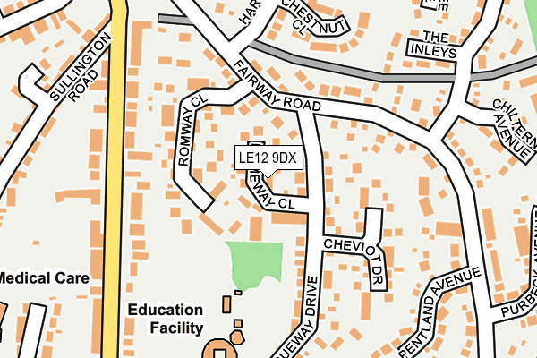 LE12 9DX map - OS OpenMap – Local (Ordnance Survey)