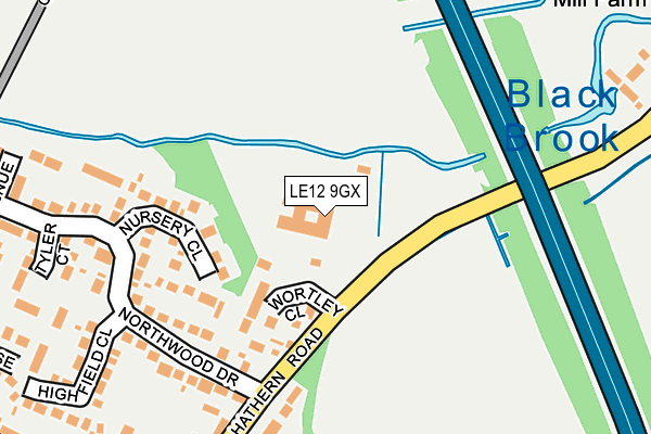 LE12 9GX map - OS OpenMap – Local (Ordnance Survey)
