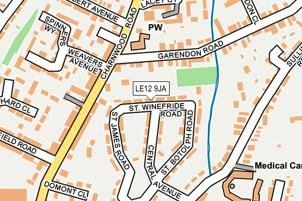 LE12 9JA map - OS OpenMap – Local (Ordnance Survey)