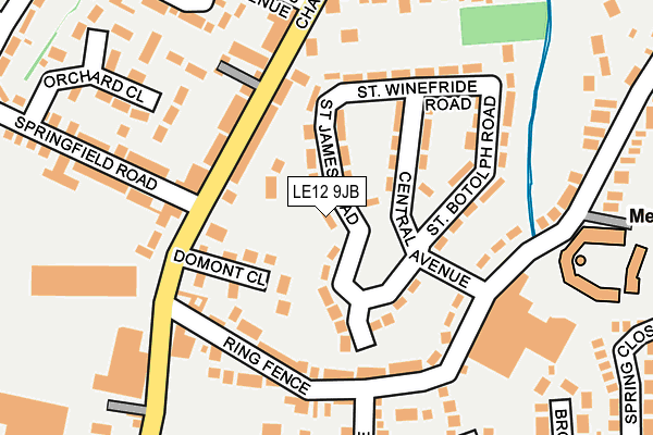 LE12 9JB map - OS OpenMap – Local (Ordnance Survey)