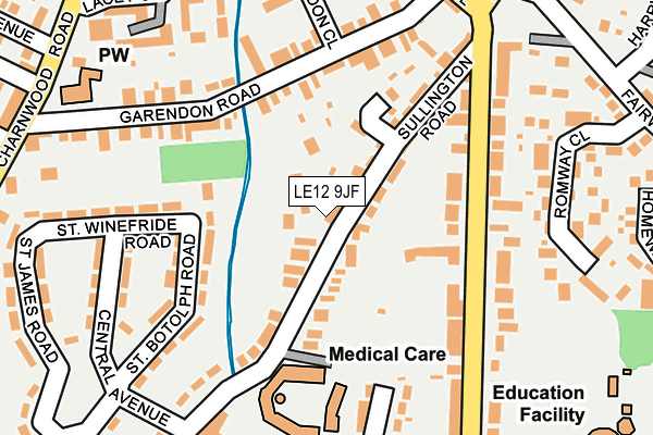 LE12 9JF map - OS OpenMap – Local (Ordnance Survey)