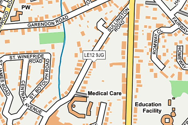 LE12 9JG map - OS OpenMap – Local (Ordnance Survey)