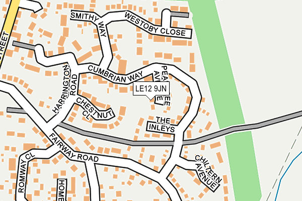 LE12 9JN map - OS OpenMap – Local (Ordnance Survey)