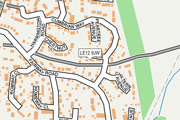 LE12 9JW map - OS OpenMap – Local (Ordnance Survey)