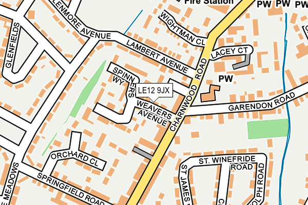 LE12 9JX map - OS OpenMap – Local (Ordnance Survey)