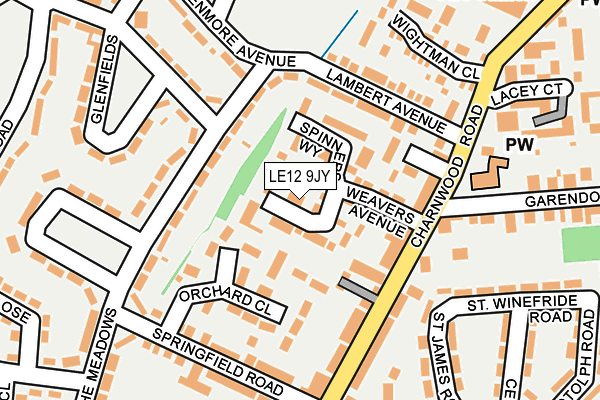 LE12 9JY map - OS OpenMap – Local (Ordnance Survey)