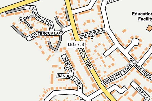 LE12 9LB map - OS OpenMap – Local (Ordnance Survey)