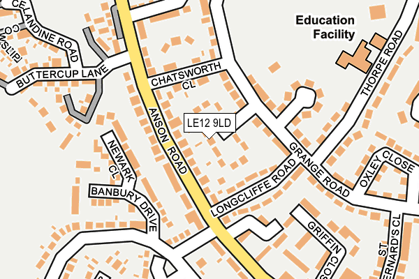 LE12 9LD map - OS OpenMap – Local (Ordnance Survey)