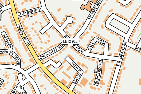 LE12 9LL map - OS OpenMap – Local (Ordnance Survey)