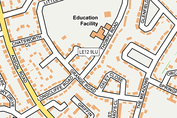 LE12 9LU map - OS OpenMap – Local (Ordnance Survey)