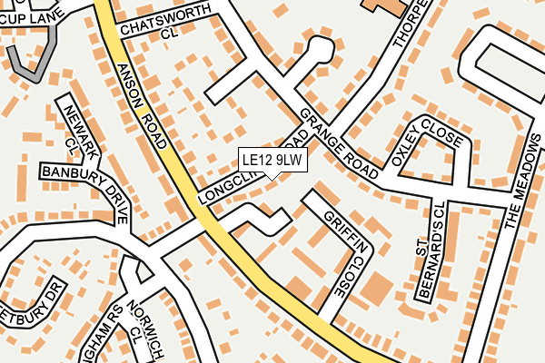 LE12 9LW map - OS OpenMap – Local (Ordnance Survey)