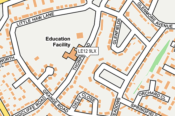 LE12 9LX map - OS OpenMap – Local (Ordnance Survey)