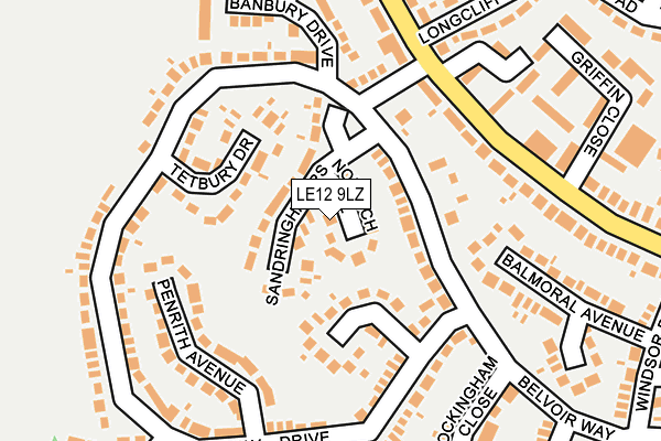 LE12 9LZ map - OS OpenMap – Local (Ordnance Survey)