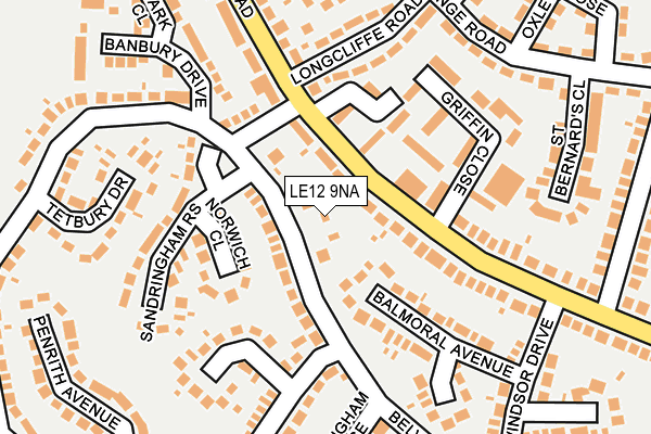 LE12 9NA map - OS OpenMap – Local (Ordnance Survey)