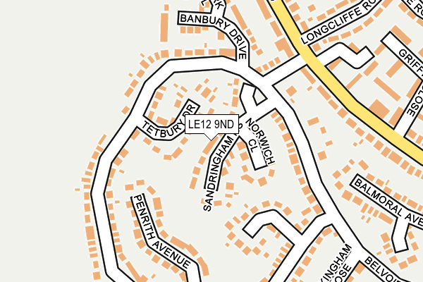 LE12 9ND map - OS OpenMap – Local (Ordnance Survey)