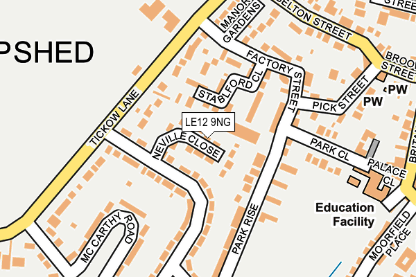 LE12 9NG map - OS OpenMap – Local (Ordnance Survey)