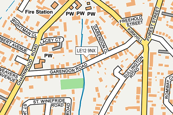 LE12 9NX map - OS OpenMap – Local (Ordnance Survey)