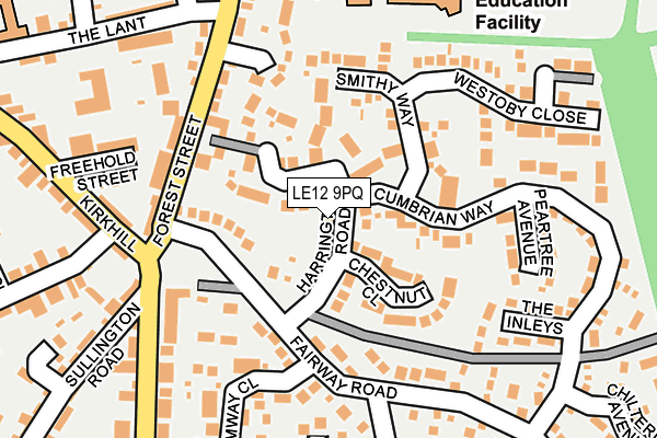 LE12 9PQ map - OS OpenMap – Local (Ordnance Survey)