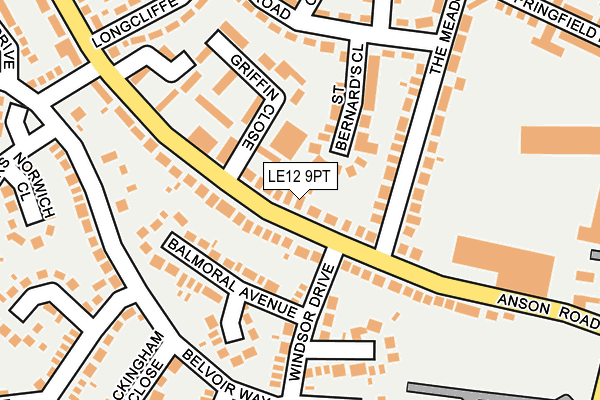 LE12 9PT map - OS OpenMap – Local (Ordnance Survey)