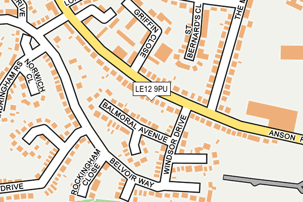 LE12 9PU map - OS OpenMap – Local (Ordnance Survey)