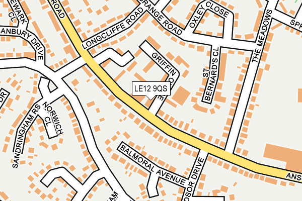 LE12 9QS map - OS OpenMap – Local (Ordnance Survey)