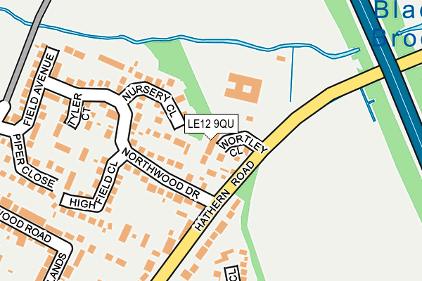 LE12 9QU map - OS OpenMap – Local (Ordnance Survey)