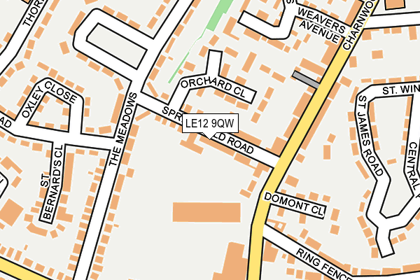 LE12 9QW map - OS OpenMap – Local (Ordnance Survey)