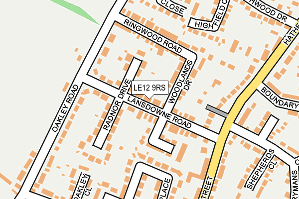 LE12 9RS map - OS OpenMap – Local (Ordnance Survey)