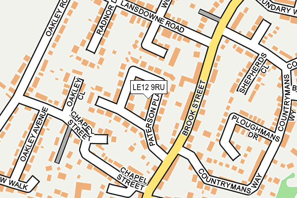 LE12 9RU map - OS OpenMap – Local (Ordnance Survey)