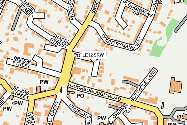 LE12 9RW map - OS OpenMap – Local (Ordnance Survey)