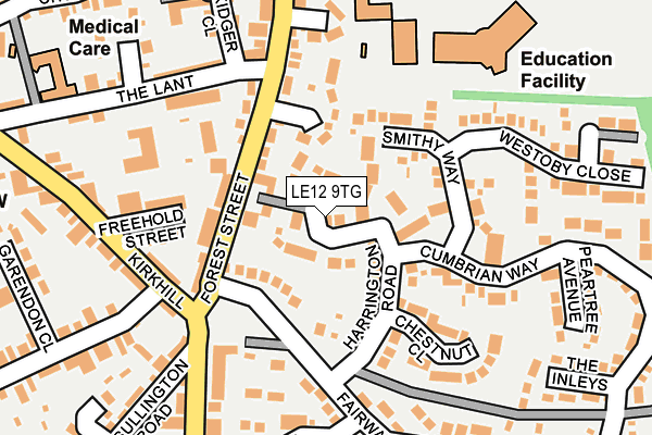 LE12 9TG map - OS OpenMap – Local (Ordnance Survey)