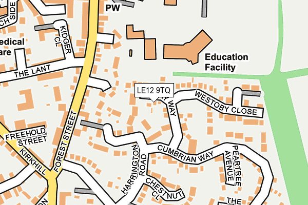 LE12 9TQ map - OS OpenMap – Local (Ordnance Survey)