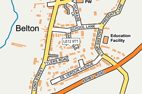 LE12 9TT map - OS OpenMap – Local (Ordnance Survey)