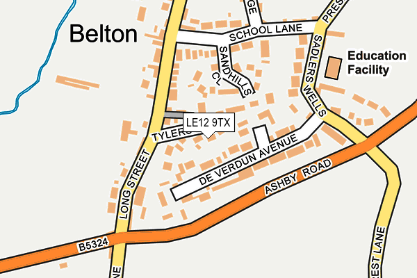 LE12 9TX map - OS OpenMap – Local (Ordnance Survey)