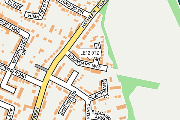 LE12 9TZ map - OS OpenMap – Local (Ordnance Survey)