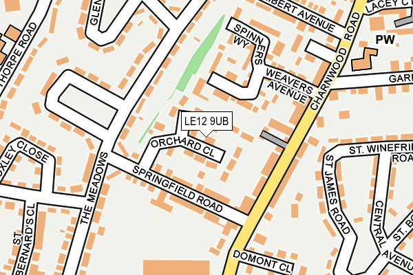 LE12 9UB map - OS OpenMap – Local (Ordnance Survey)