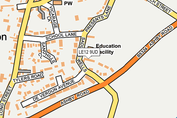 LE12 9UD map - OS OpenMap – Local (Ordnance Survey)