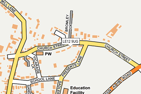 LE12 9UG map - OS OpenMap – Local (Ordnance Survey)
