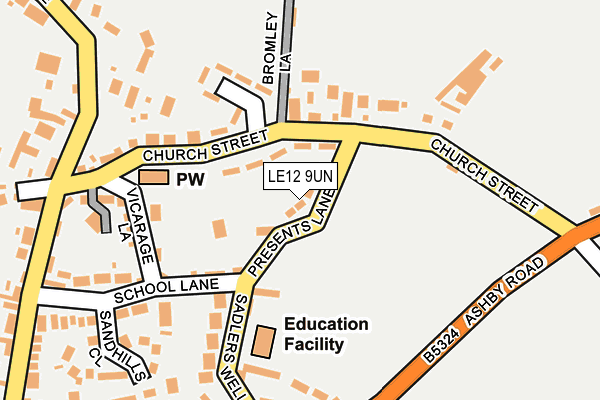 LE12 9UN map - OS OpenMap – Local (Ordnance Survey)