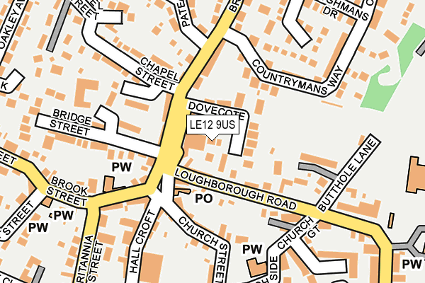 LE12 9US map - OS OpenMap – Local (Ordnance Survey)